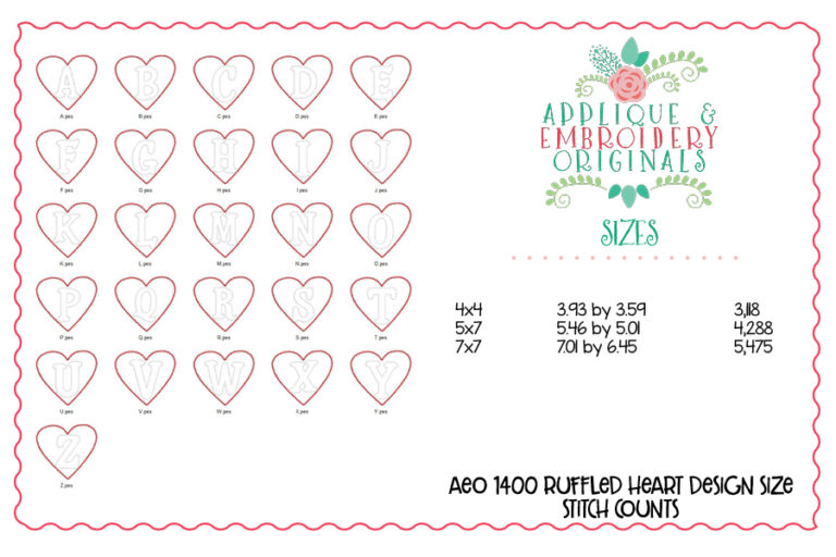 1400 Ruffled Heart Alpha Applique Font - Image 3