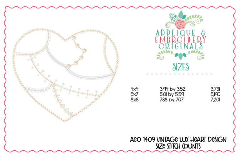 1409 Vintage Lux Heart Applique Design - Image 4