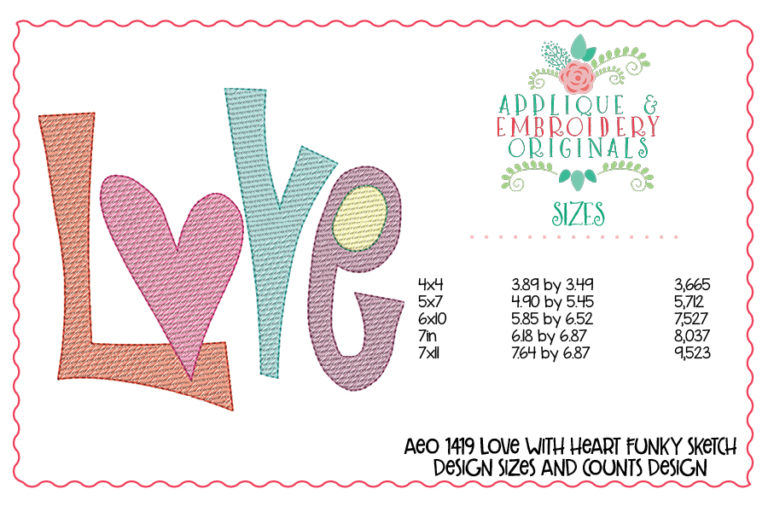 1419 Love Sketch Stitch Embroidery Design - Image 2