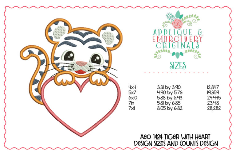 1424 Tiger Heart Applique Design - Image 3