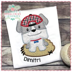 1432 Baseball Bulldog Applique Design