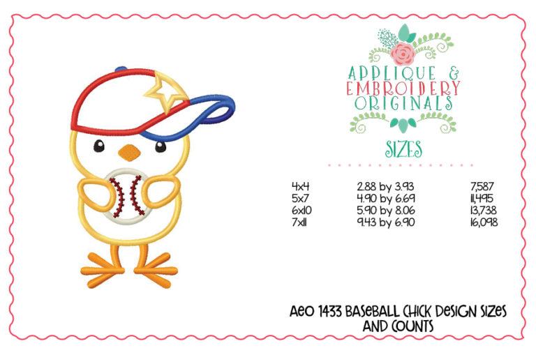 1433 Baseball Chick Applique Design - Image 2