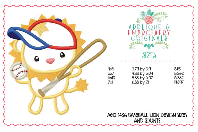 1436 Baseball Lion Applique Design - Image 3