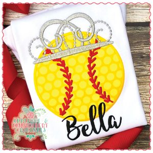 1441 Baseball with Crown Applique Design