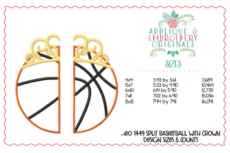 1449 Split Basketball with Crown Applique Design - Image 2