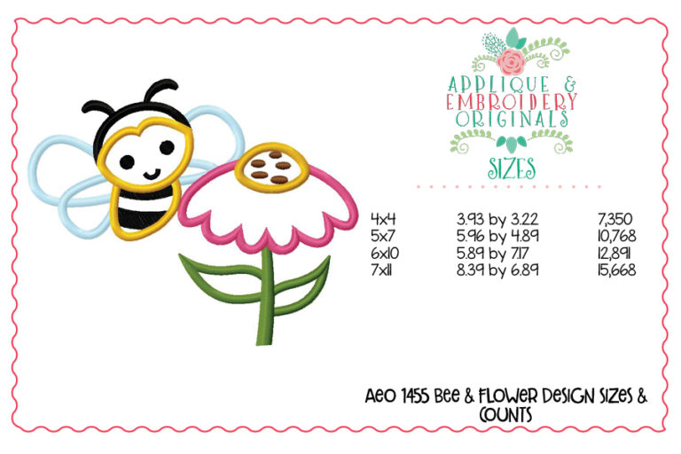 1455 Bee and Flower Applique Design - Image 2