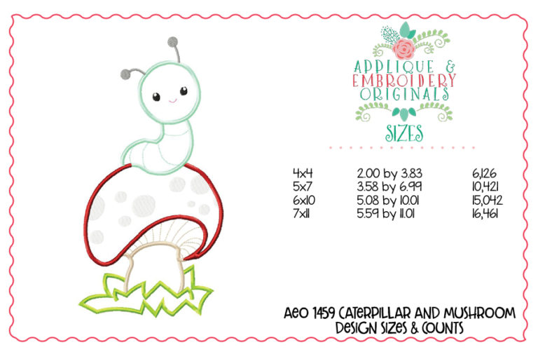 1459 Caterpillar and Mushroom Applique Design - Image 3