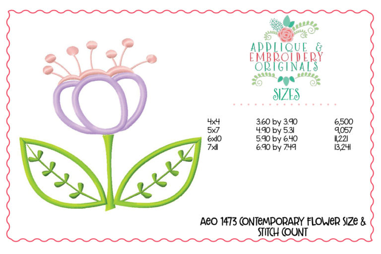 1473 Contemporary Flower 1 Applique Design - Image 4