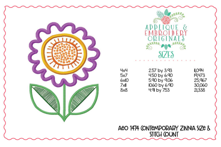 1474 Contemporary Zinnia Applique Design - Image 3