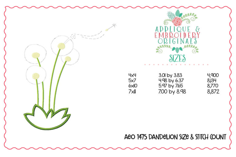 1475 Dandelions Applique Design - Image 2