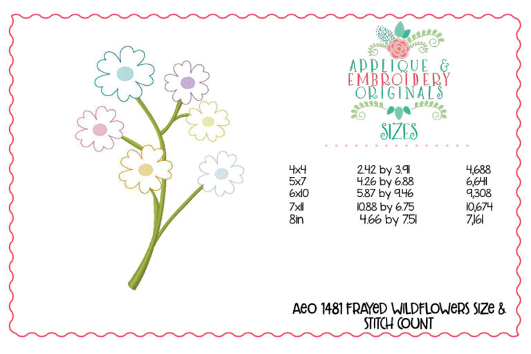 1481 Frayed Wildflower Applique Design - Image 5