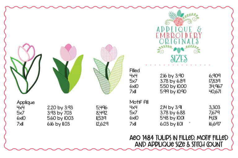 1484 Tulips in Filled, Motif and Applique Styles - Image 8