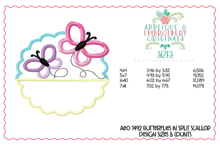 1492 Butterflies in Split Scallop Applique Design - Image 2