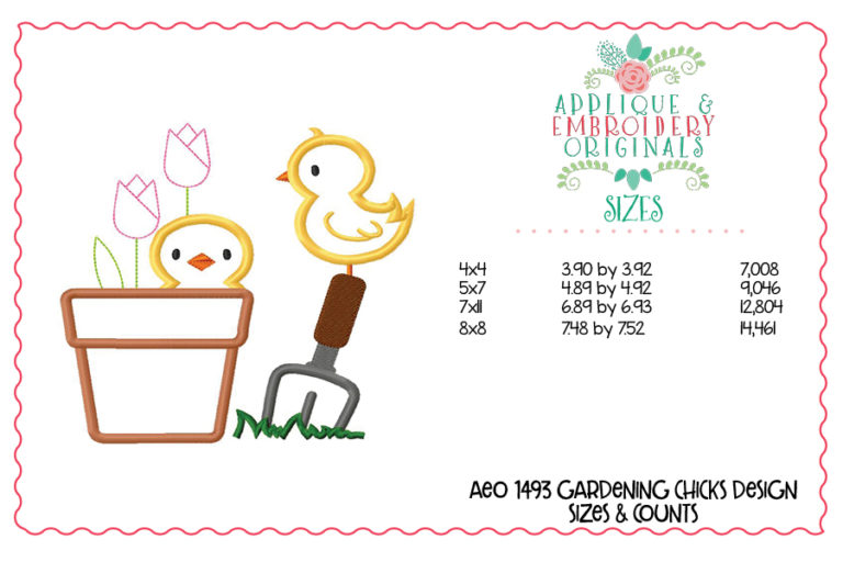 1493 Gardening Chick Applique Design - Image 4