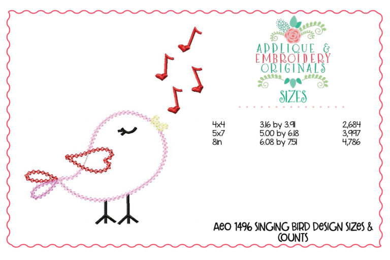 1496 Singing Bird Applique Design - Image 4