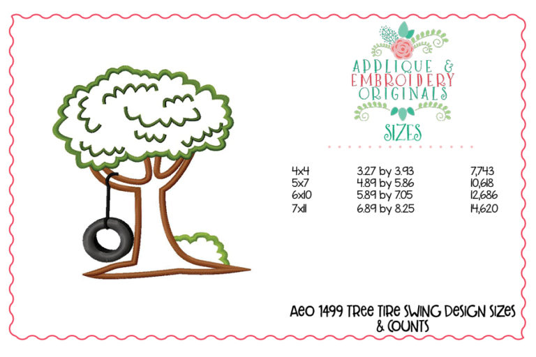 1499 Tree Tire Swing Applique Design - Image 4