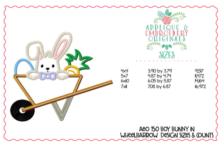 1502 Boy Bunny in Wheelbarrow Applique Design - Image 4