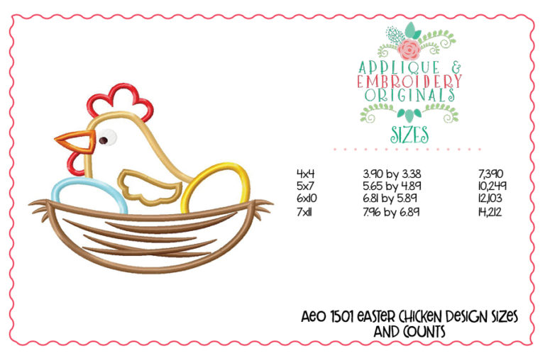1501 Easter Chicken Applique Design - Image 3