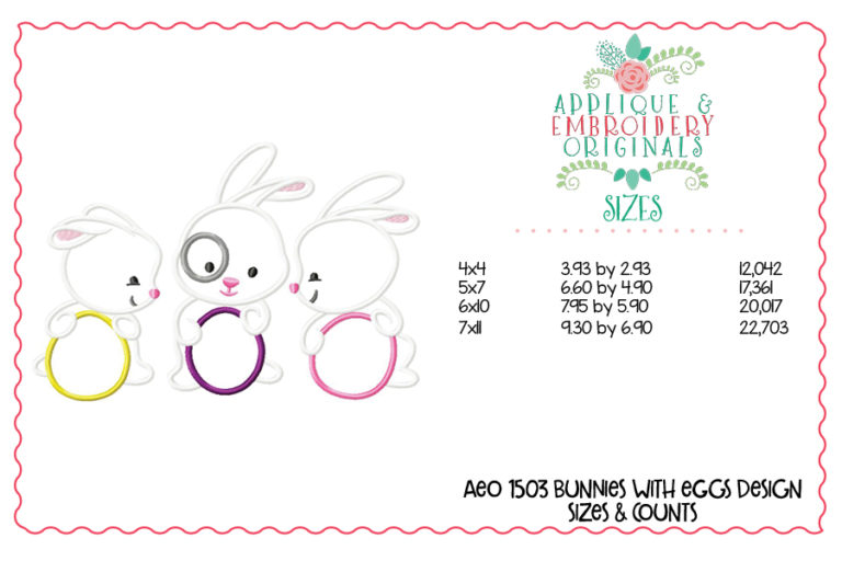 1503 Bunnies with Eggs Applique Design - Image 3