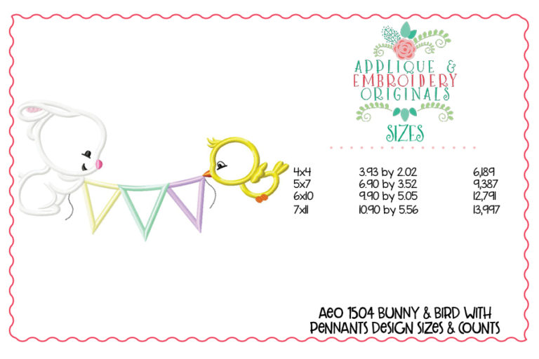 1504 Bunny & Bird with Pennants Applique Design - Image 3