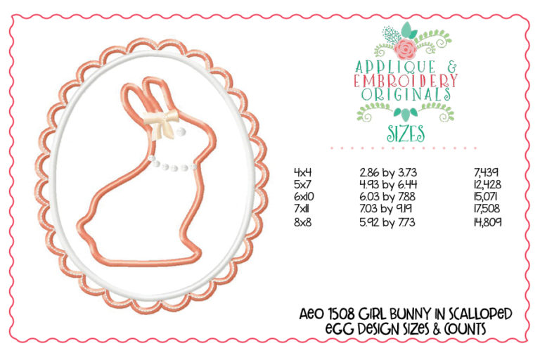 1508 Bunny Girl in Scalloped Egg Applique Design - Image 5