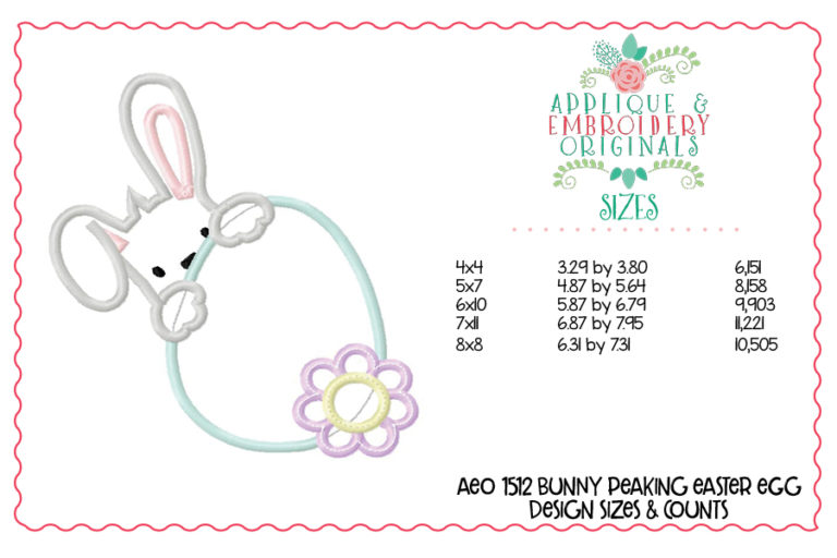 1512 Bunny Peeking Easter Egg Applique Design - Image 3