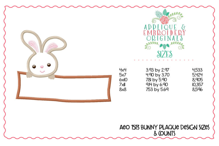 1513 Bunny Plaque Applique Design - Image 5