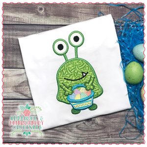 1515 Spring Monster with Easter Egg Basket Applique Design