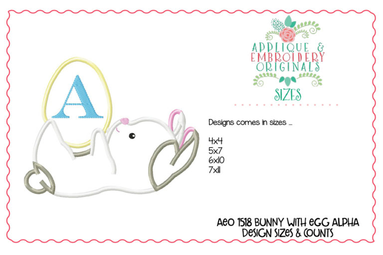 1518 Bunny with Egg Alpha Applique Design - Image 4