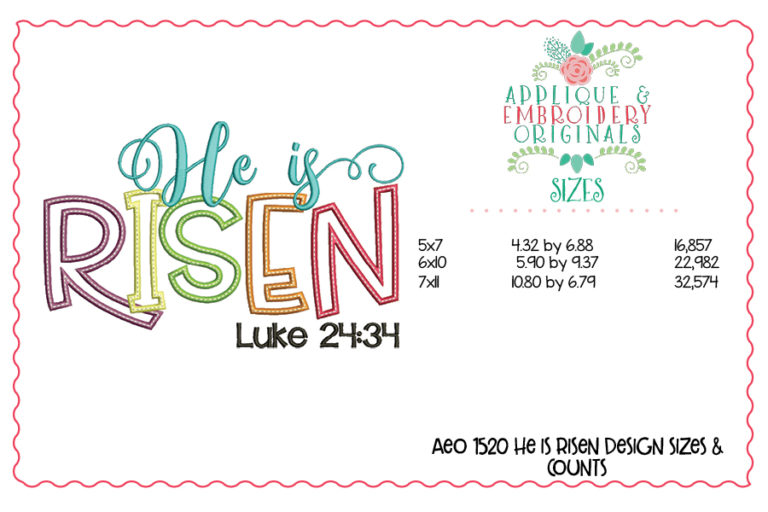 1520 He is Risen Applique Design - Image 3