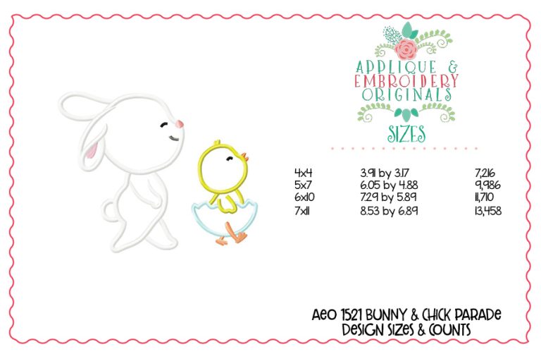 1521 Bunny & Chick Parade Applique Design - Image 3