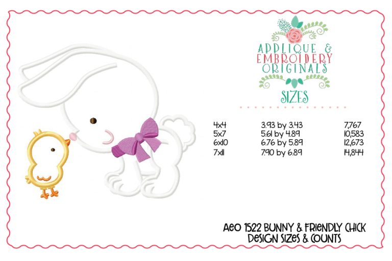 1522 Bunny & Friendly Chick Applique Design - Image 2