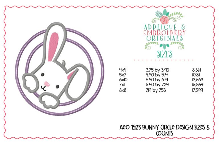1523 Bunny Circle Applique Design - Image 5