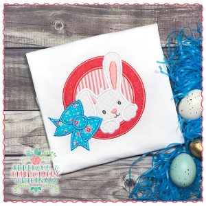 1524 Bunny Circle with Bow Applique Design
