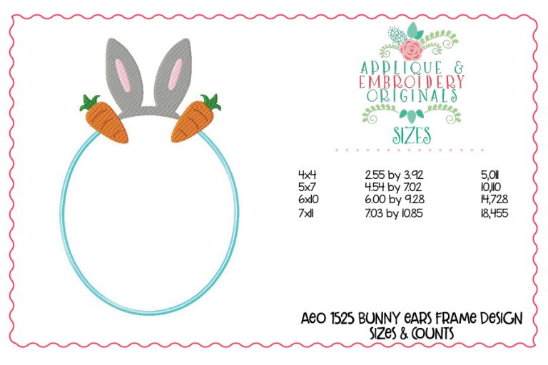 1525 Bunny Ears Frame Applique Design - Image 4