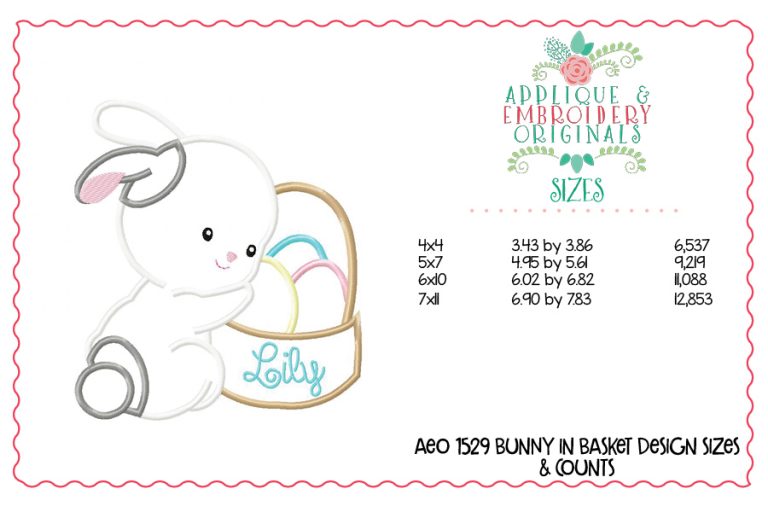 1529 Bunny in Basket Applique Design - Image 3