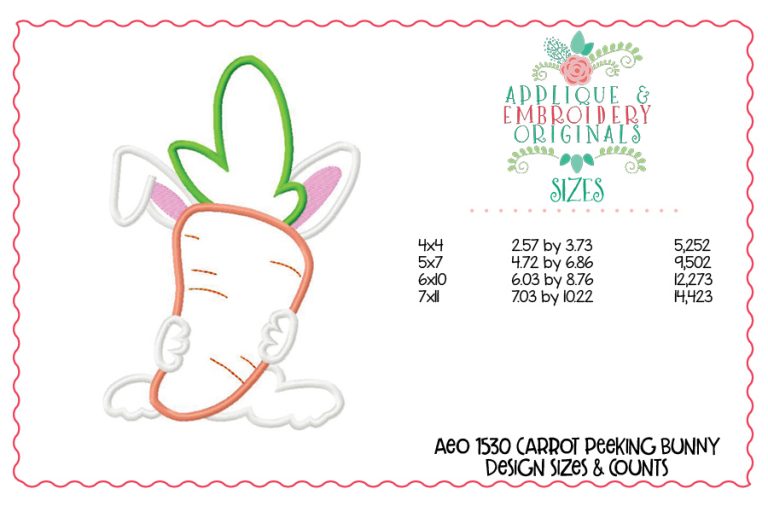 1530 Bunny Peeking Carrot Applique Design - Image 3