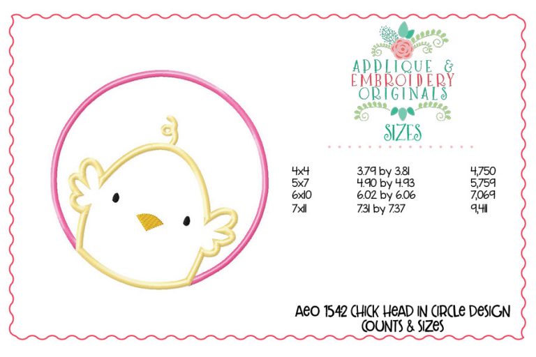 1542 Chick Head in Circle Applique Design - Image 5