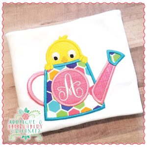 1543 Chick in Watering Can Applique Design