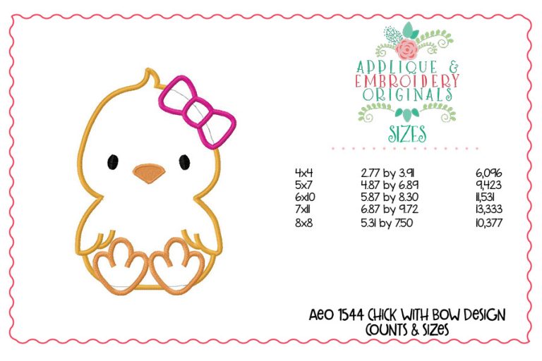1544 Chick with Bow Applique Design - Image 6