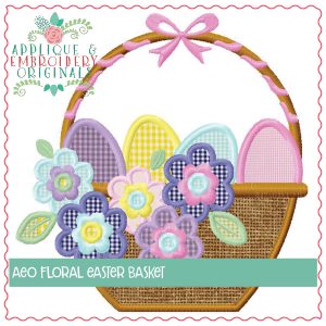 1548 Floral Easter Basket Applique Design