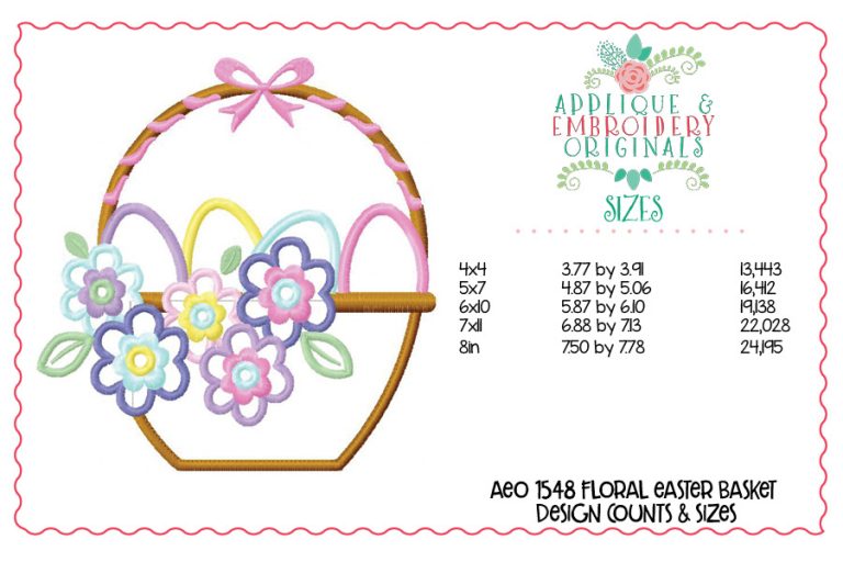 1548 Floral Easter Basket Applique Design - Image 2