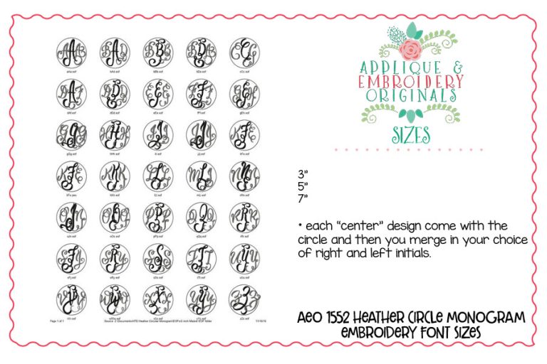 1552 Heather Circle Monogram Embroidery Font - Image 5