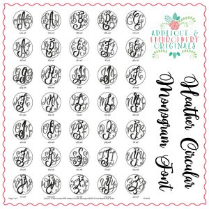 1552 Heather Circle Monogram Embroidery Font