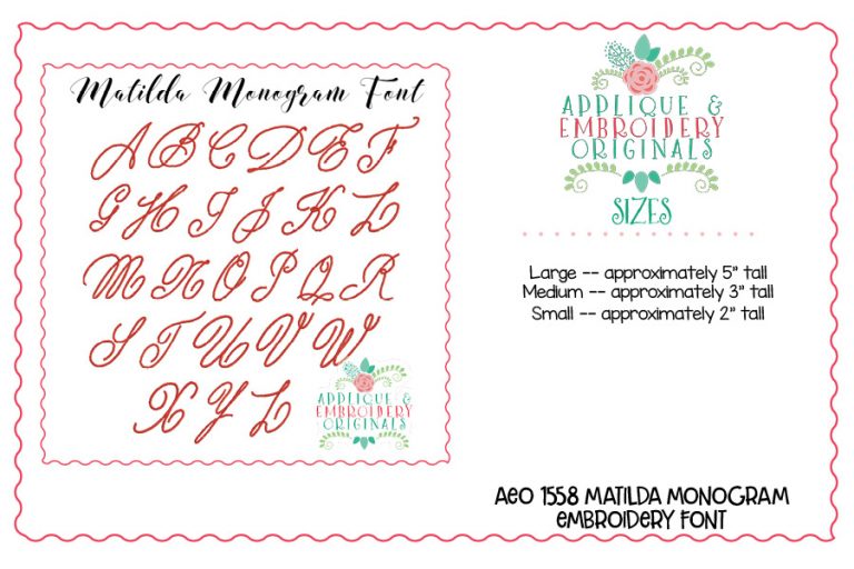 1558 Matilda Monogram Embroidery Font - Image 2