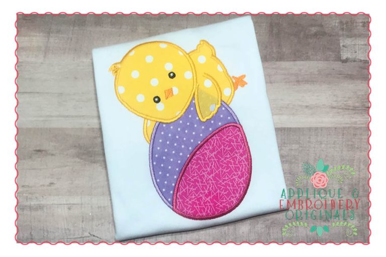 1562 Chick on Two Tone Egg Applique Design - Image 4