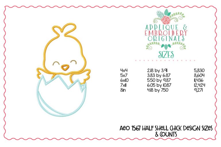 1567 Half Shell Chick Applique Design - Image 3