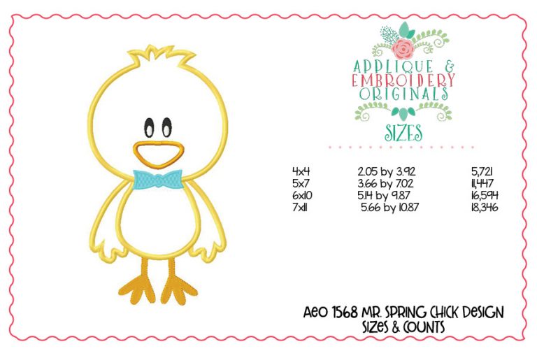 1568 Mr. Spring Chick Applique Design - Image 3
