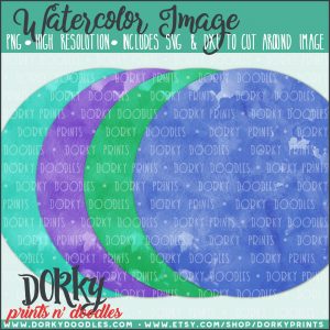 Circles in Blue and Green Watercolor Printable Art