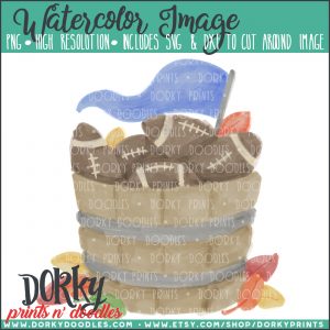 Barrel of Footballs Watercolor Printable Art
